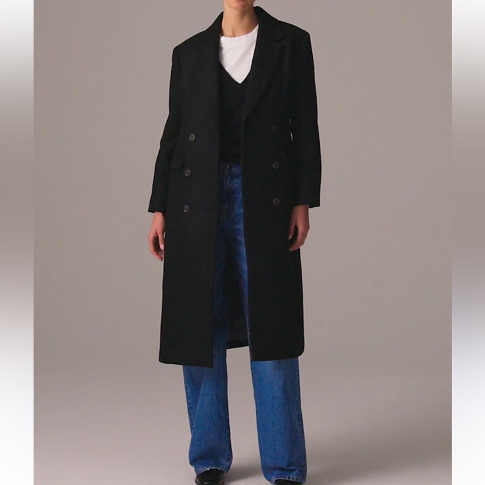 J Crew Wool Pea coat lined black with pockets double breasted